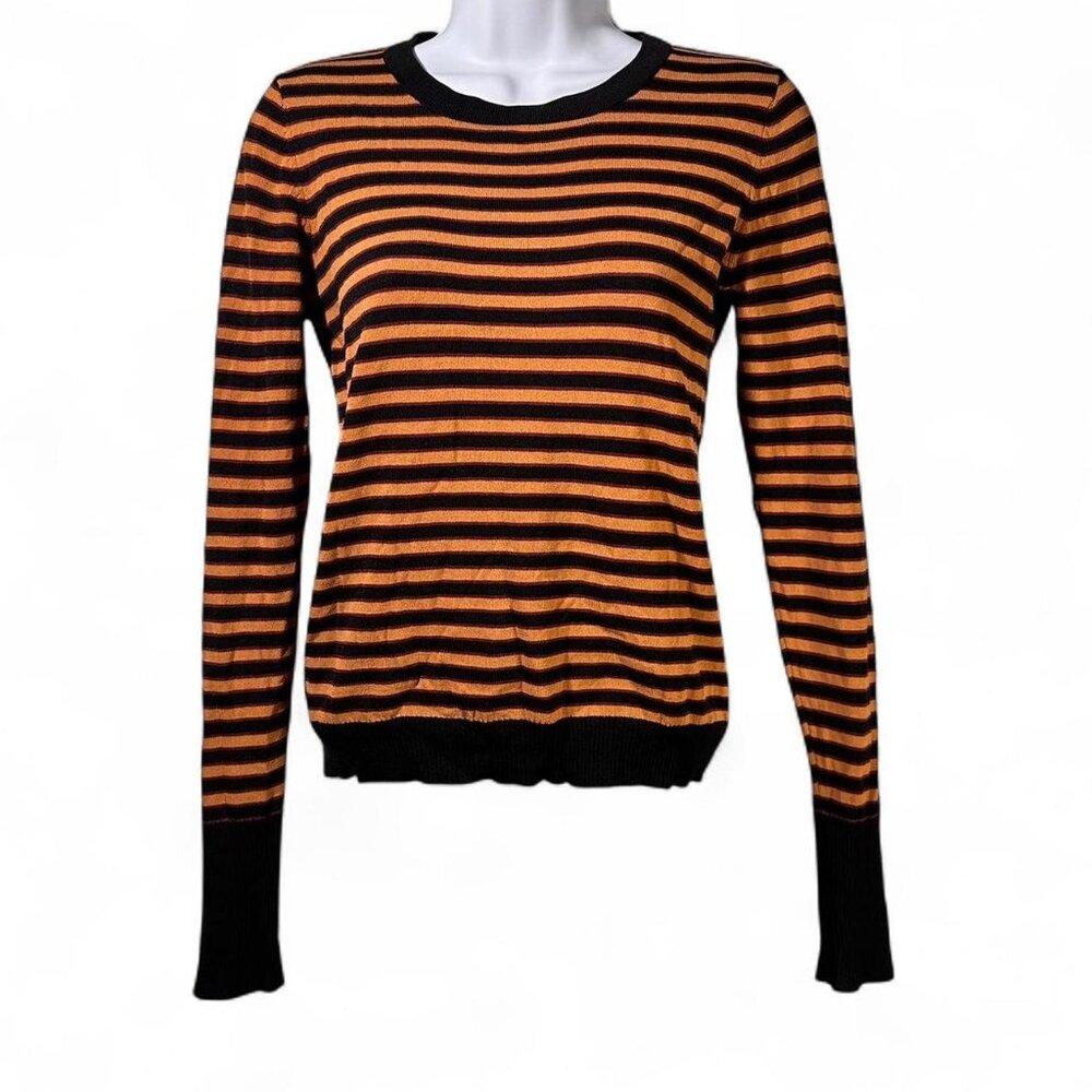 Zara Ribbed Knit Striped Long Sleeve Top